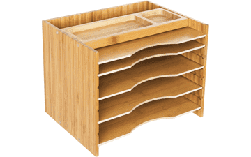 SONGMICS Bamboo File Organizer