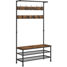 VASAGLE DAINTREE 3-in-1 Entryway Coat Rack and Storage Bench