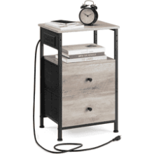 VASAGLE Nightstand with Charging Station