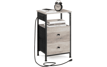 VASAGLE Nightstand with Charging Station