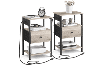 VASAGLE Nightstand with Charging Station