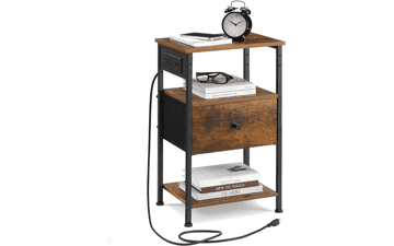 VASAGLE Nightstand with Charging Station