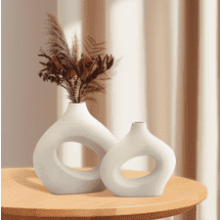 White Ceramic Vase Set 2, Modern Home Decor