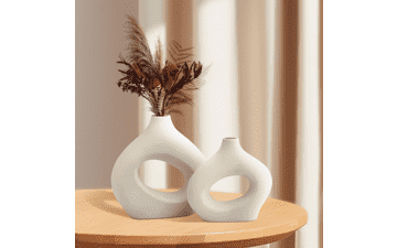 White Ceramic Vase Set 2, Modern Home Decor