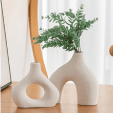 White Ceramic Vase Set of 2