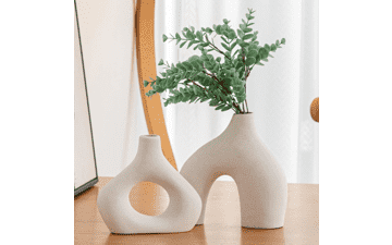 White Ceramic Vase Set of 2