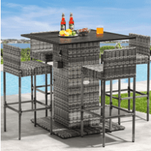 YITAHOME 5-Piece Outdoor Wicker Bar Set