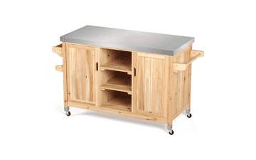 YITAHOME XL Solid Wood Outdoor Table and Storage Cabinet