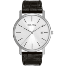 Bulova Men's Classic 3-Hand Calendar Date Quartz Leather Strap Watch