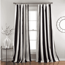 Lush Decor Black Wilbur Stripe Room Darkening Window Curtain Panel Pair