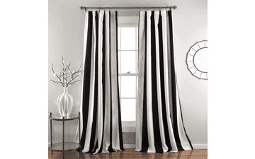 Lush Decor Black Wilbur Stripe Room Darkening Window Curtain Panel Pair