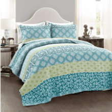 Lush Decor Bohemian Stripe Cotton Quilt Cover Set