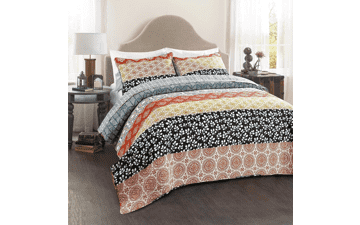 Lush Decor Bohemian Stripe Cotton Quilt Cover Set