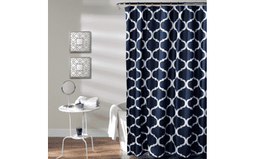 Lush Decor Navy Bathroom Shower Curtain