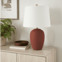 Nourison 23" Terracotta Rust Ceramic Pot Table Lamp