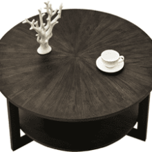 Round Wood Coffee Table with Storage