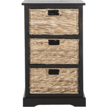 Safavieh American Homes Collection Halle Distressed Black 3 Wicker Basket Storage Side Table