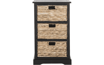 Safavieh American Homes Collection Halle Distressed Black 3 Wicker Basket Storage Side Table