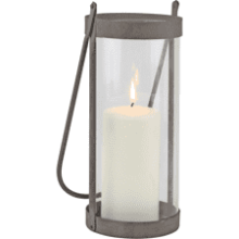 Stonebriar Industrial Glass Cylinder Hurricane Candle Lantern