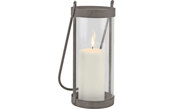 Stonebriar Industrial Glass Cylinder Hurricane Candle Lantern