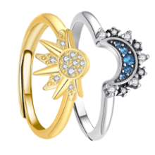 Sun and Moon Ring set