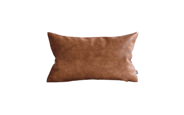 Thick Brown Faux Leather Lumbar Pillow Cover