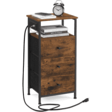 VASAGLE Nightstand with Charging Station