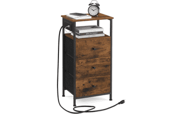 VASAGLE Nightstand with Charging Station