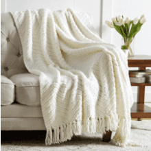 Bedsure Ivory White Throw Blanket