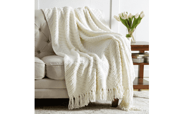 Bedsure Ivory White Throw Blanket