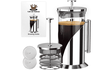 Cafe Du Chateau Stainless Steel French Press Coffee Maker