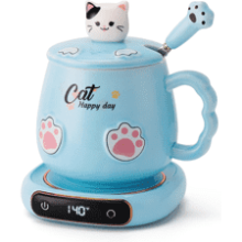 Coffee Mug Warmer & Cat Mug Set