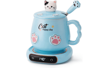 Coffee Mug Warmer & Cat Mug Set