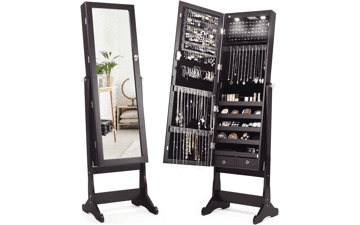 Giantex 2 LEDs Standing Jewelry Cabinet