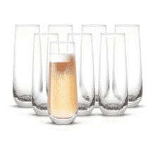 JoyJolt Milo Stemless Champagne Flutes Set