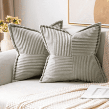 MIULEE Light Grey Corduroy Pillow Covers