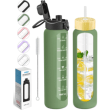 Nefeeko 32 oz Glass Water Bottle