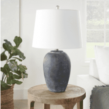 Nourison 23" Black Vintage Distressed Ceramic Pot Table Lamp