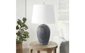 Nourison 23" Black Vintage Distressed Ceramic Pot Table Lamp