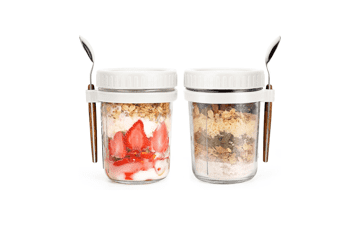 Overnight Oats Jars with Spoon and Lid