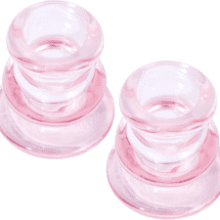 Pink Glass Candlestick Holders