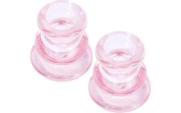 Pink Glass Candlestick Holders