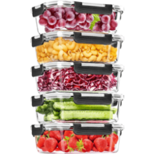 Skroam 5-Packs 36OZ Glass Food Storage Containers