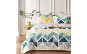 UOZZI BEDDING 2 Piece Reversible Colorful Quilt Set