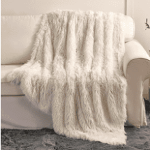 YUSOKI Cream White Faux Fur Throw Blanket