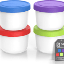 8oz Mini Ice Cream Containers with Silicone Lids (Set of 4)