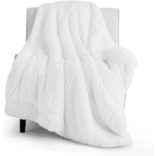 Bedsure Soft Fuzzy White Throw Blanket