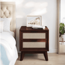 Bme Jasper Deluxe Solid Wood Rattan Nightstand