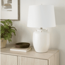 Nourison 24" White Farmhouse Ceramic Pottery Jug Table Lamp