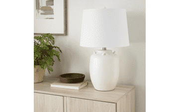 Nourison 24" White Farmhouse Ceramic Pottery Jug Table Lamp